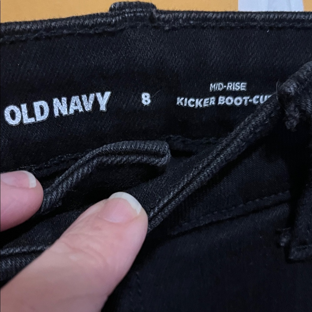 Old Navy Black Mid-Rise Jeans Kicker Boot Cut